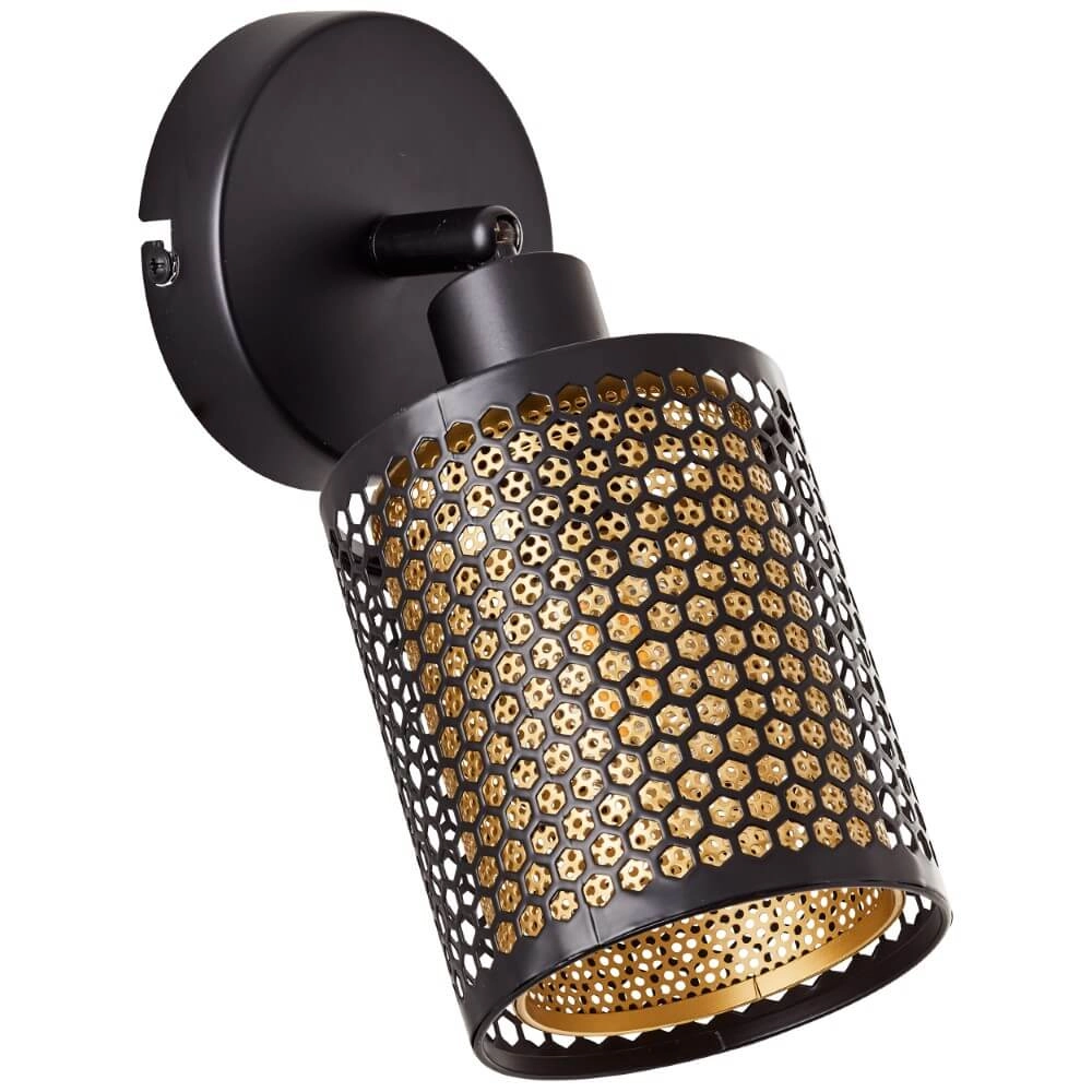Schwarz mit goldener Wandlampe Cheval Brilliant 4004353424182