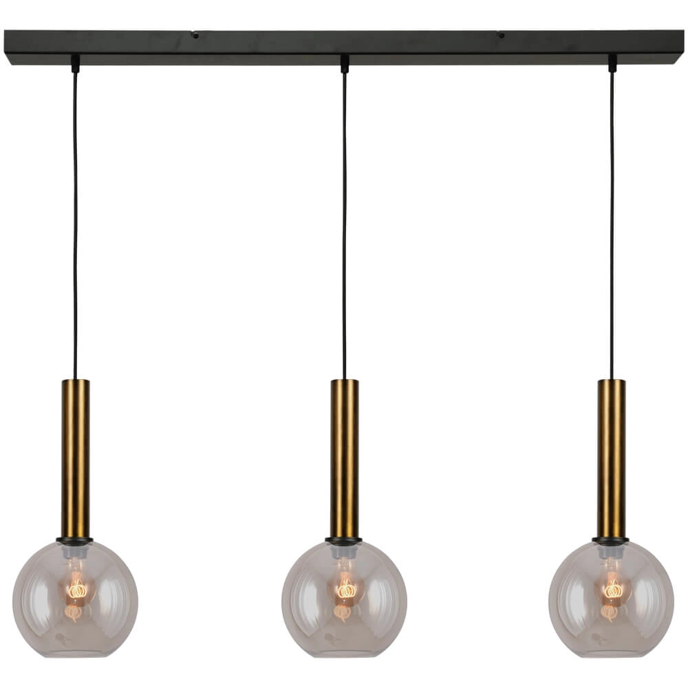 Hängelampe mit 3 Leuchten Bella 2 mit Goldglas