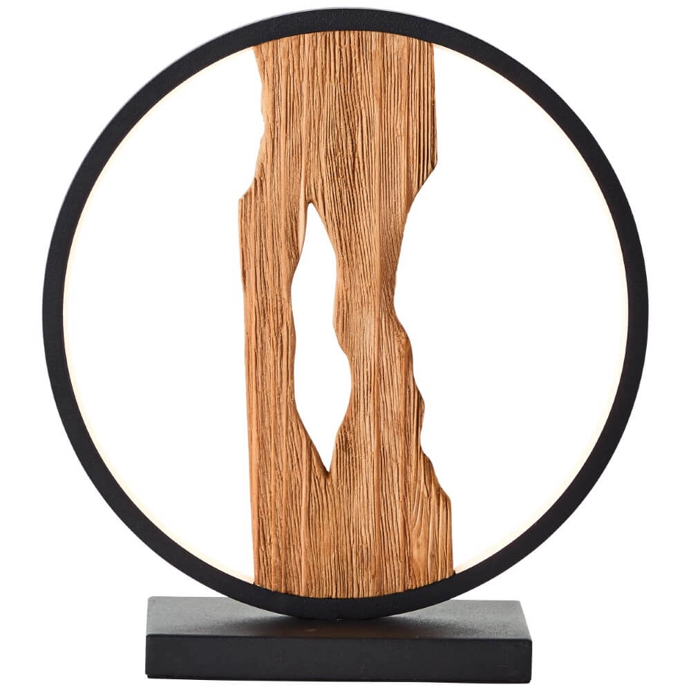 Tischlampe Chaumont rund schwarz mit Holz