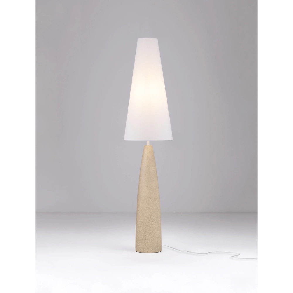 Stehlampe Mizu Creme mit weißer Kapuze