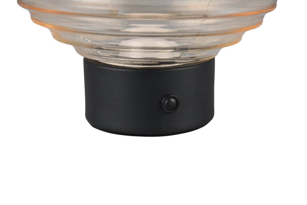 Wiederaufladbare Tischlampe schwarz Earl Bernsteinfarbenes Glas Trio 4017807601923