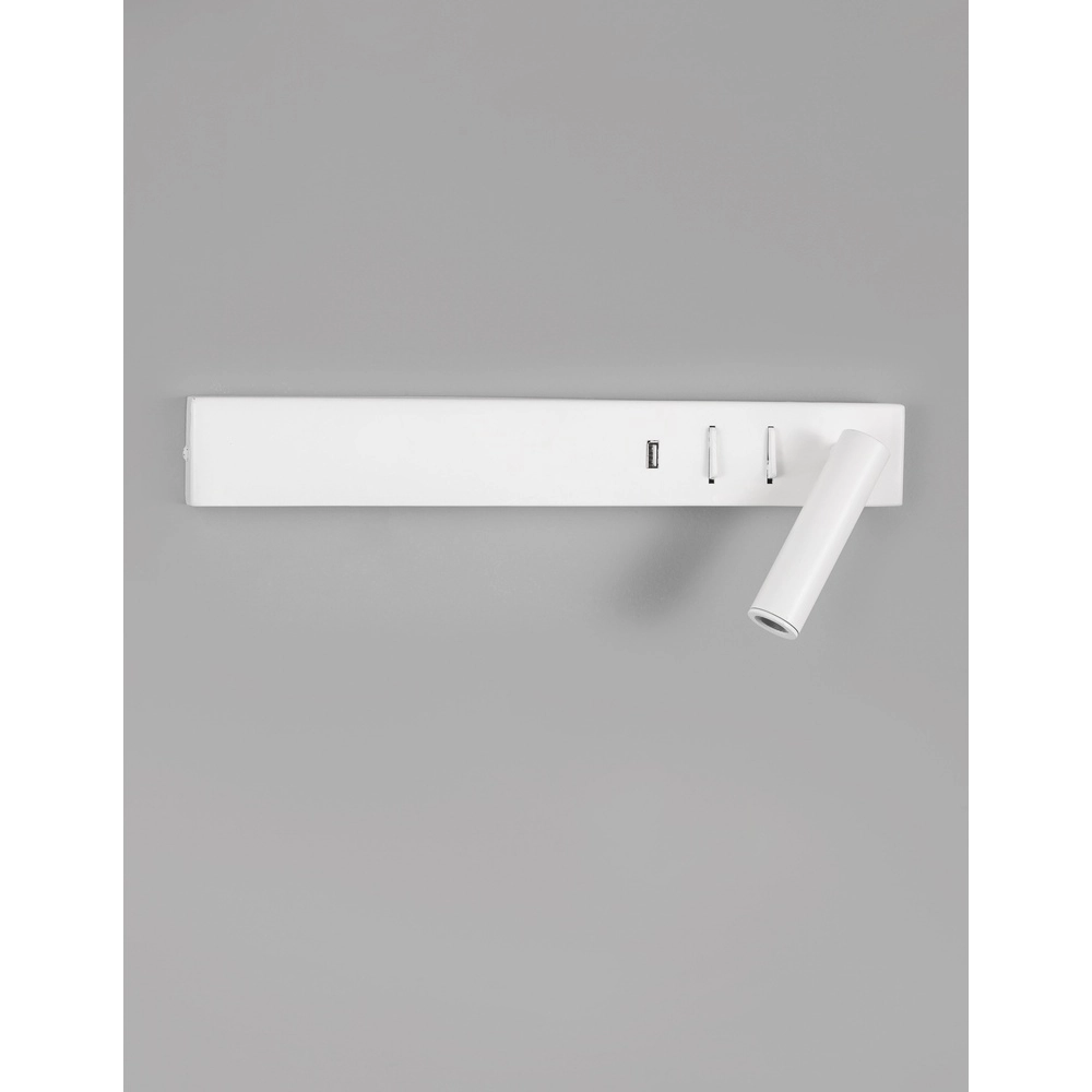 Nachttischlampe Vida Rechts Weiß mit USB Lyora 5212017427878