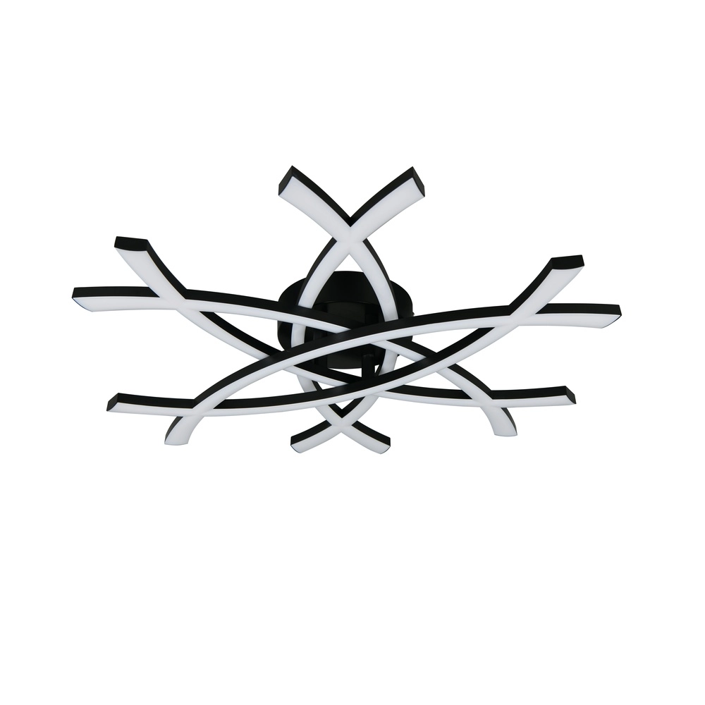 Moderne Deckenleuchte Pollock 60cm schwarz Trio 4017807659078