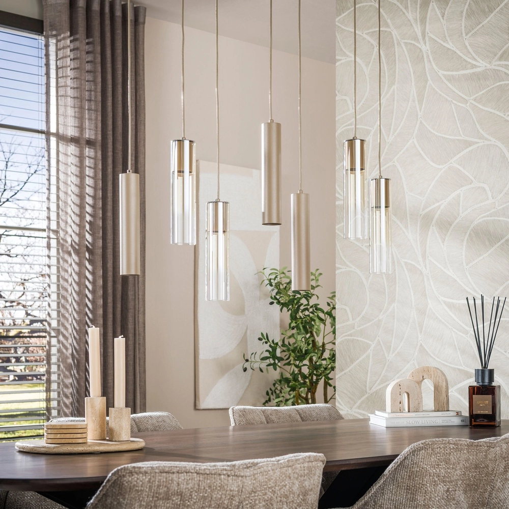 Elegante Pendellampe Lungo Sandbraun 7-Lichter Lyora 8716803514898