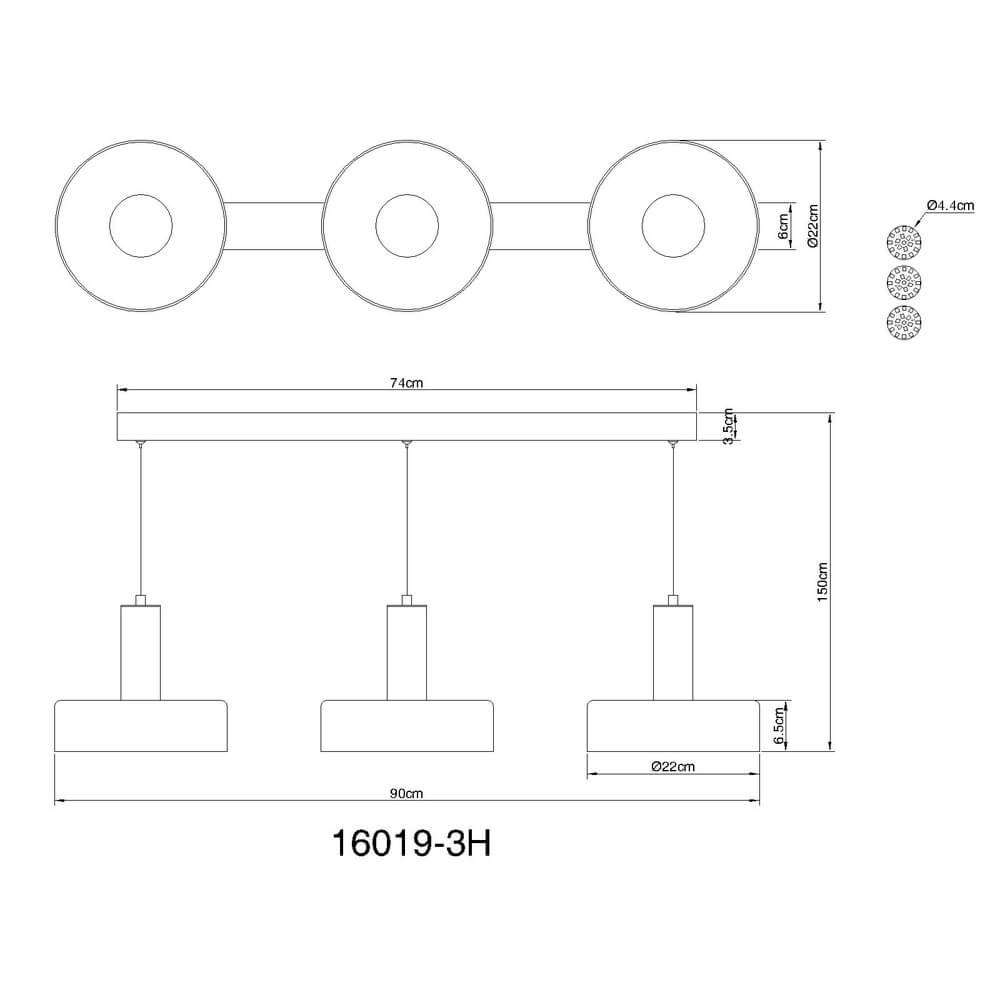 Schlanke Pendelleuchte Grant Grau 3-flammig Globo 9007371474875