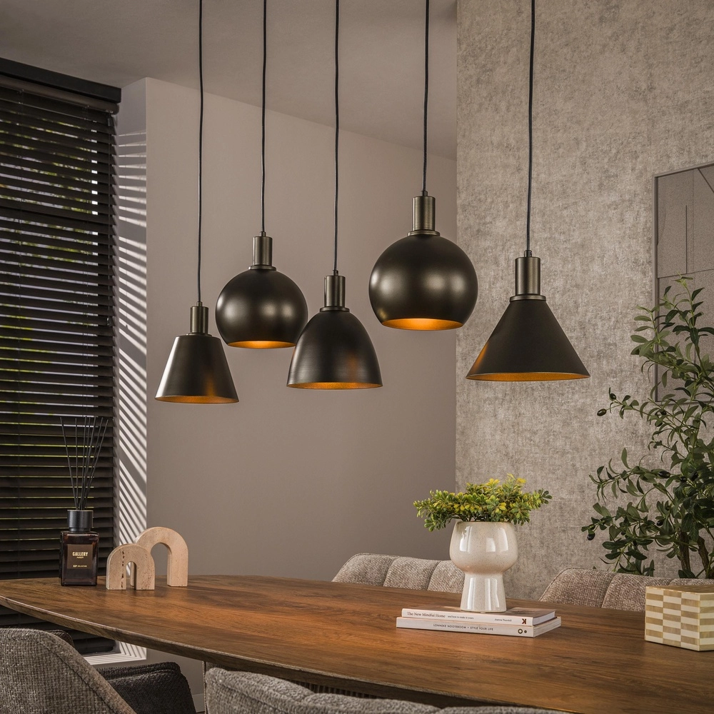 Esstisch-Pendellampe Metallo 5L - Sienabraun - E27 Lyora 8716803512337