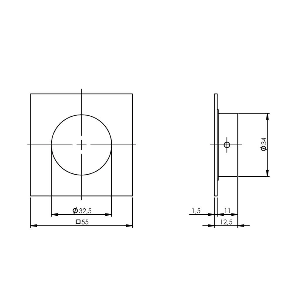 Schiebetürgriff quadratisch Alvro 5,5 cm Edelstahl Intersteel 8714186075326