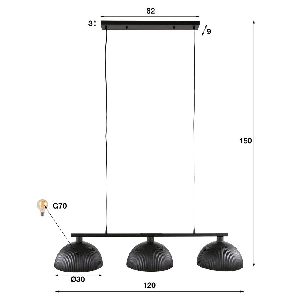 Industrie-Pendellampe Ripple 3L - Ø 30 cm Lyora 8716803512344