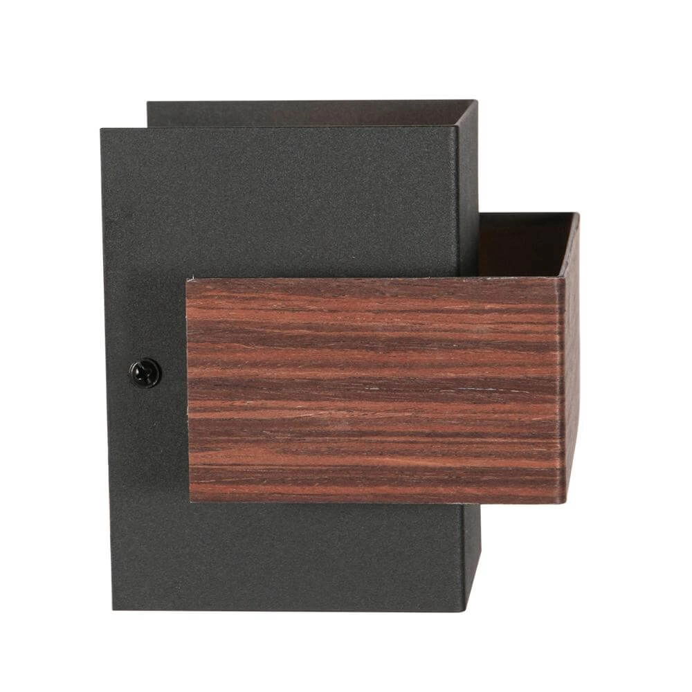 Wandleuchte Muro schwarz mit Holz S Steinhauer 8712746177749