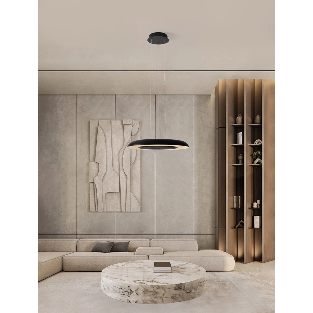 Moderne Pendelleuchte Epos Ø 60cm schwarz mit weiß Lyora 5212017463258