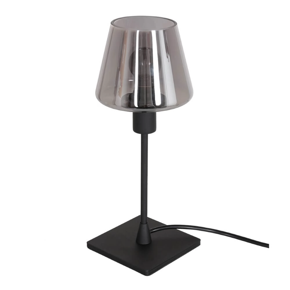 Schwarze Tischlampe Ancilla mit Rauchglas Steinhauer 8712746146790