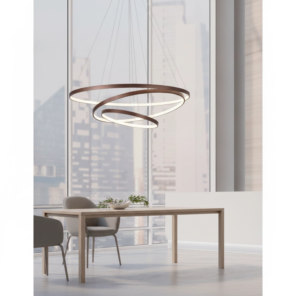 Design-Pendelleuchte Ferrol Kaffee Braun Dreibett
