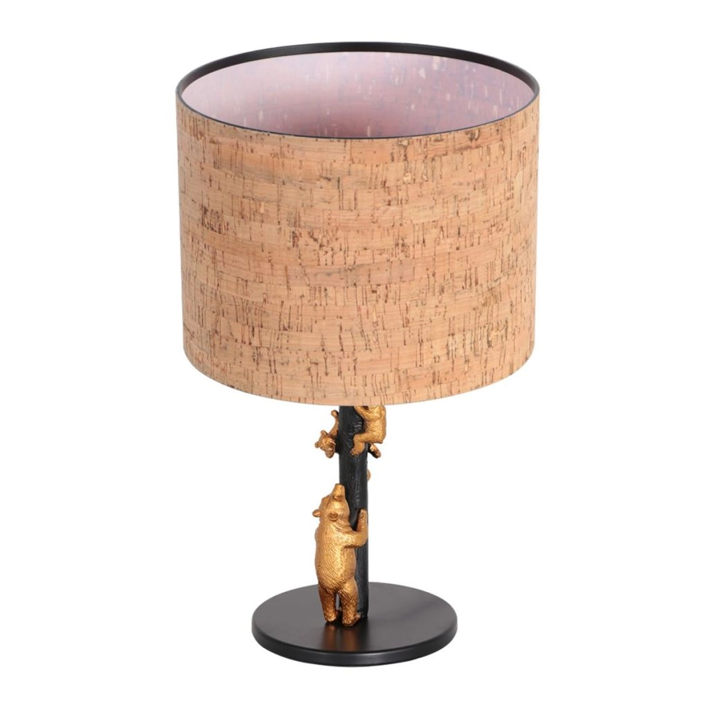Schwarze Tischlampe Animaux mit Korkkappe Ø20 cm Steinhauer 8712746180572