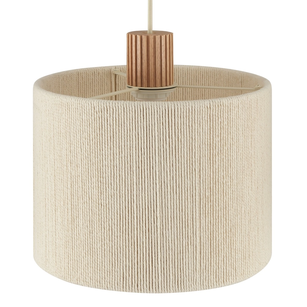 Beige Pendellampe Arlo Mit Holz-Japandi 3-Lampen Brilliant 4004353477102