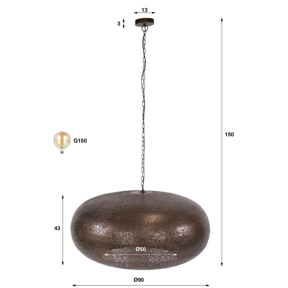 Land-Pendellampe Cielo antikes Kupfer Ø 90cm Lyora 8716803514980