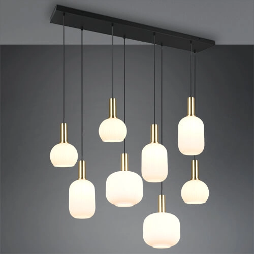 Hängelampe für das Esszimmer Diva 8-flammig – weißes Glas