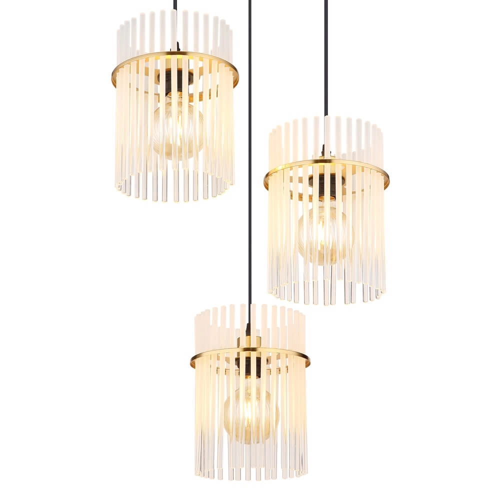 Goldene Pendelleuchte Gorley rund mit Glas 3-flammig Globo 9007371446803