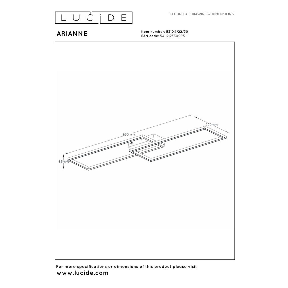 Design-Deckenlampe Arianne Langgestrecktes Schwarz Lucide 5411212530905