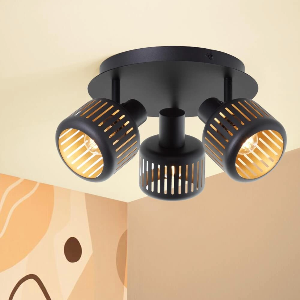 Deckenleuchte mit 3 Leuchten Tyas schwarz mit gold Brilliant 4004353424342