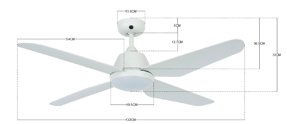 Deckenventilator mit Lampe Aria Led Ø 122cm weiß IP55 Beacon 9333509129813