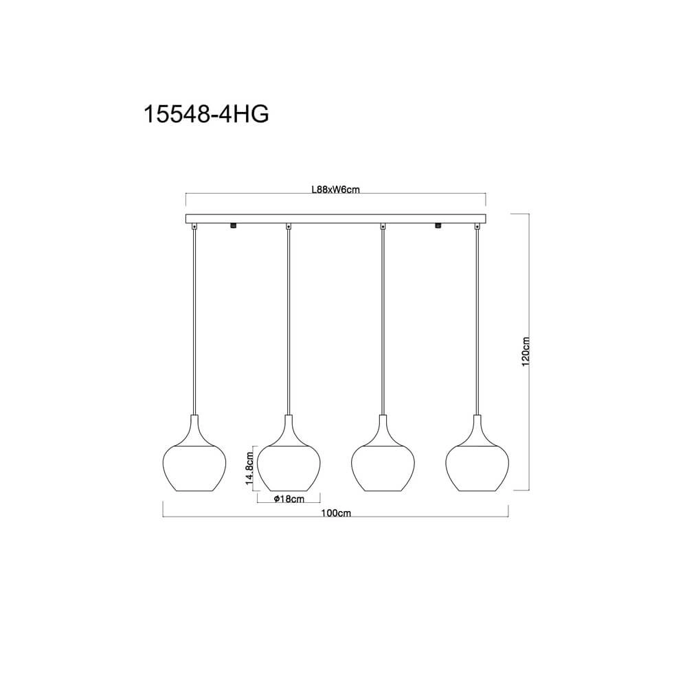 Schwarze Pendelleuchte Maxy mit rotem Glas 4-flammig Globo 9007371447985