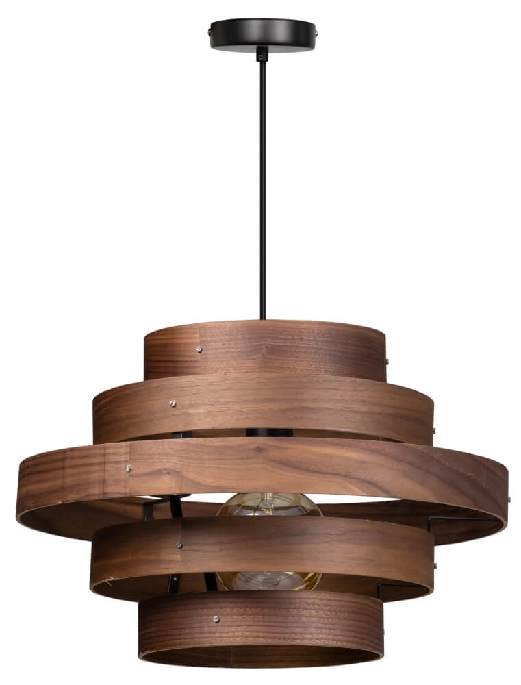 Robuste Hängelampe Walnut 5-Ringe Holzbraun