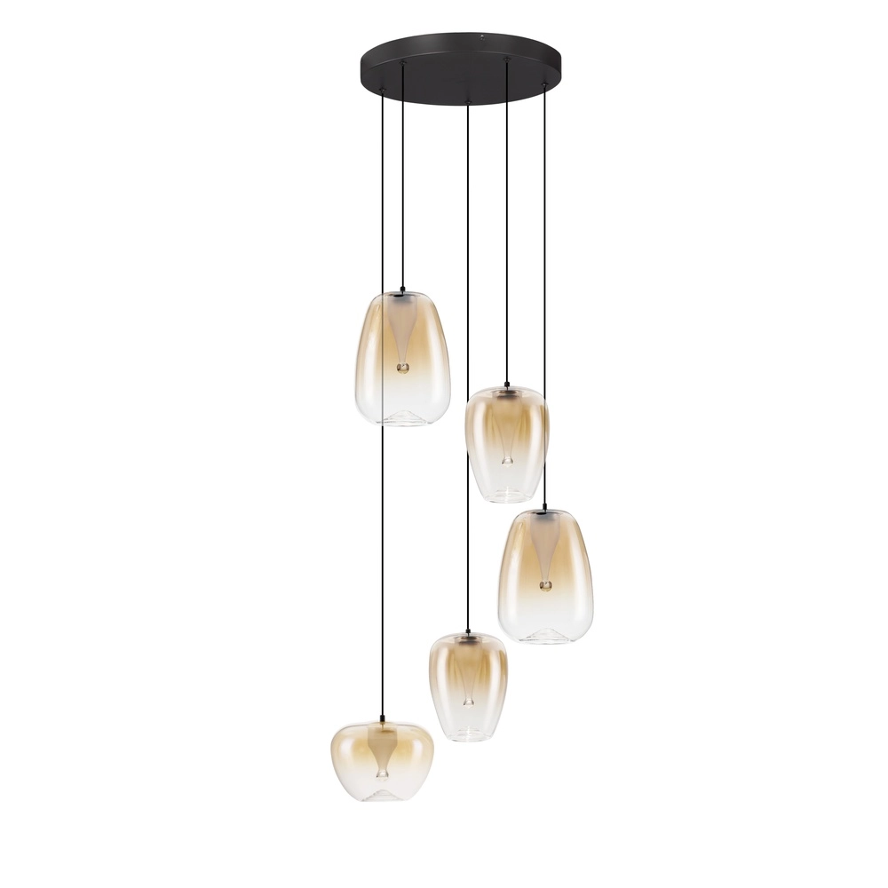 Design-Pendelleuchte Oblo 5-flammiges Braunglas Lyora 5212017474155