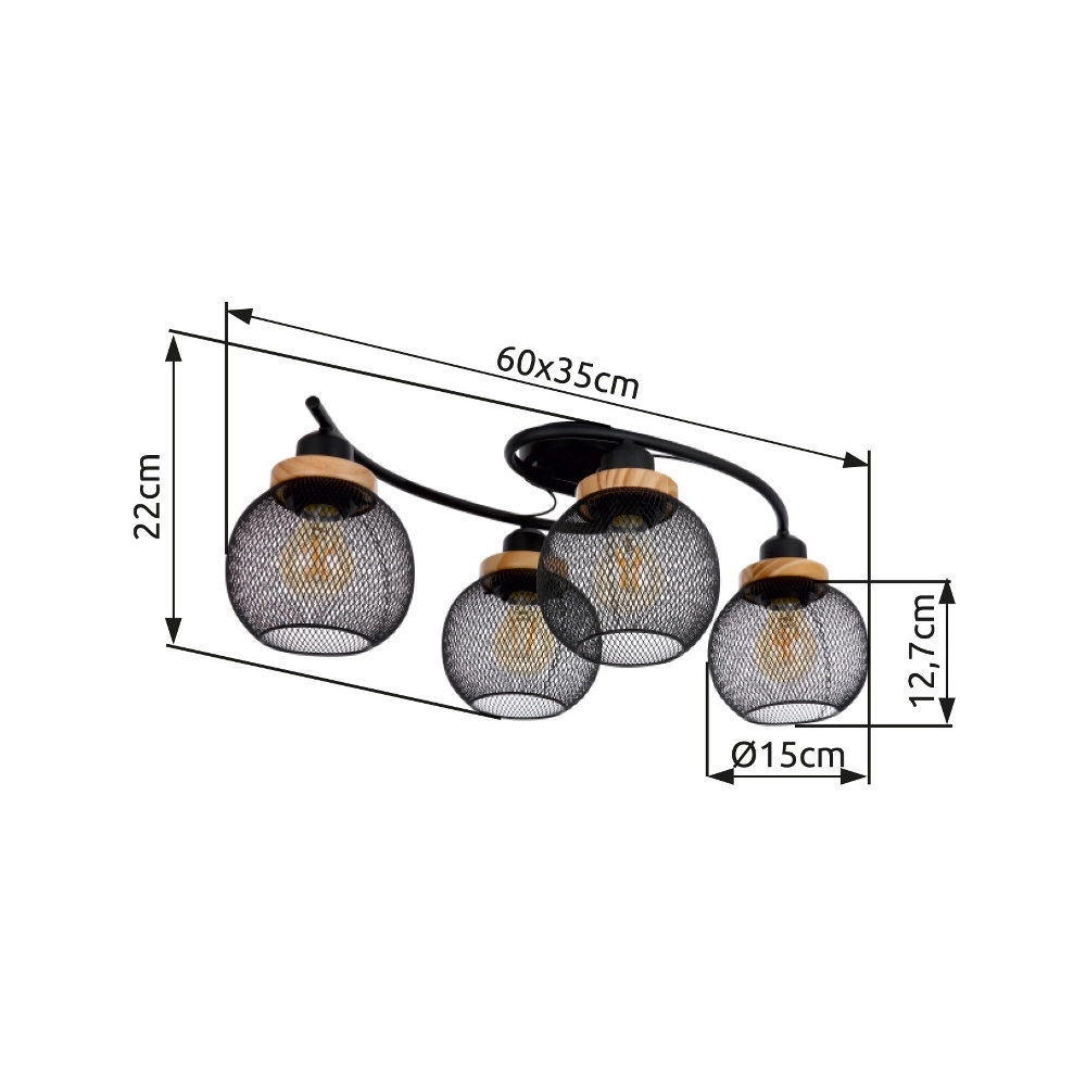 Deckenlampe Pablo Schwarzes Netz Globo 9007371429547