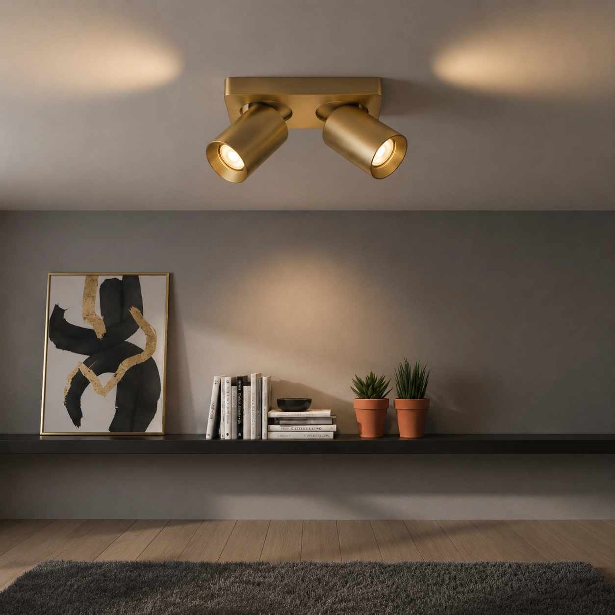 Richtbarer Aufbaustrahler Megano doppeltes Gold Artdelight 8719831738717
