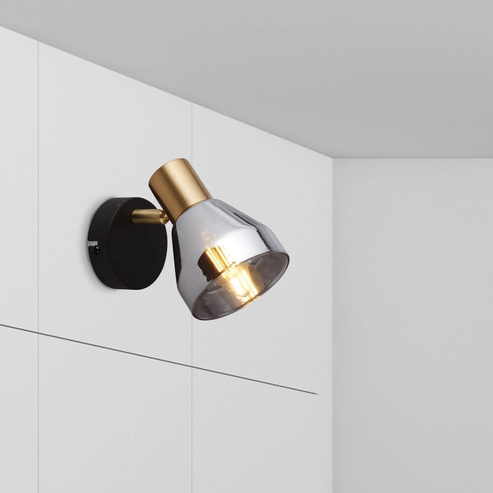 Wandlampe Westminster schwarz mit gold Searchlight 5053423227887