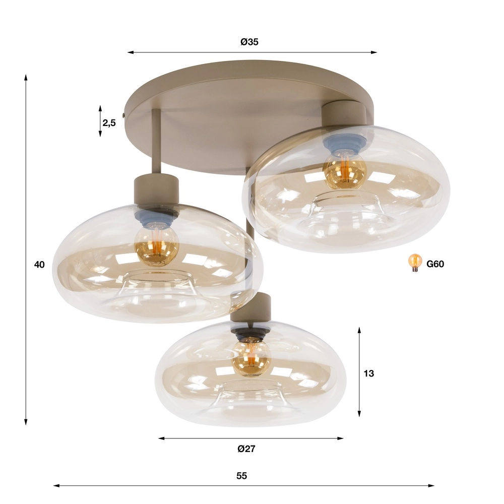 Design-Deckenlampe Serene 3-hell sandbraun Lyora 8716803514782