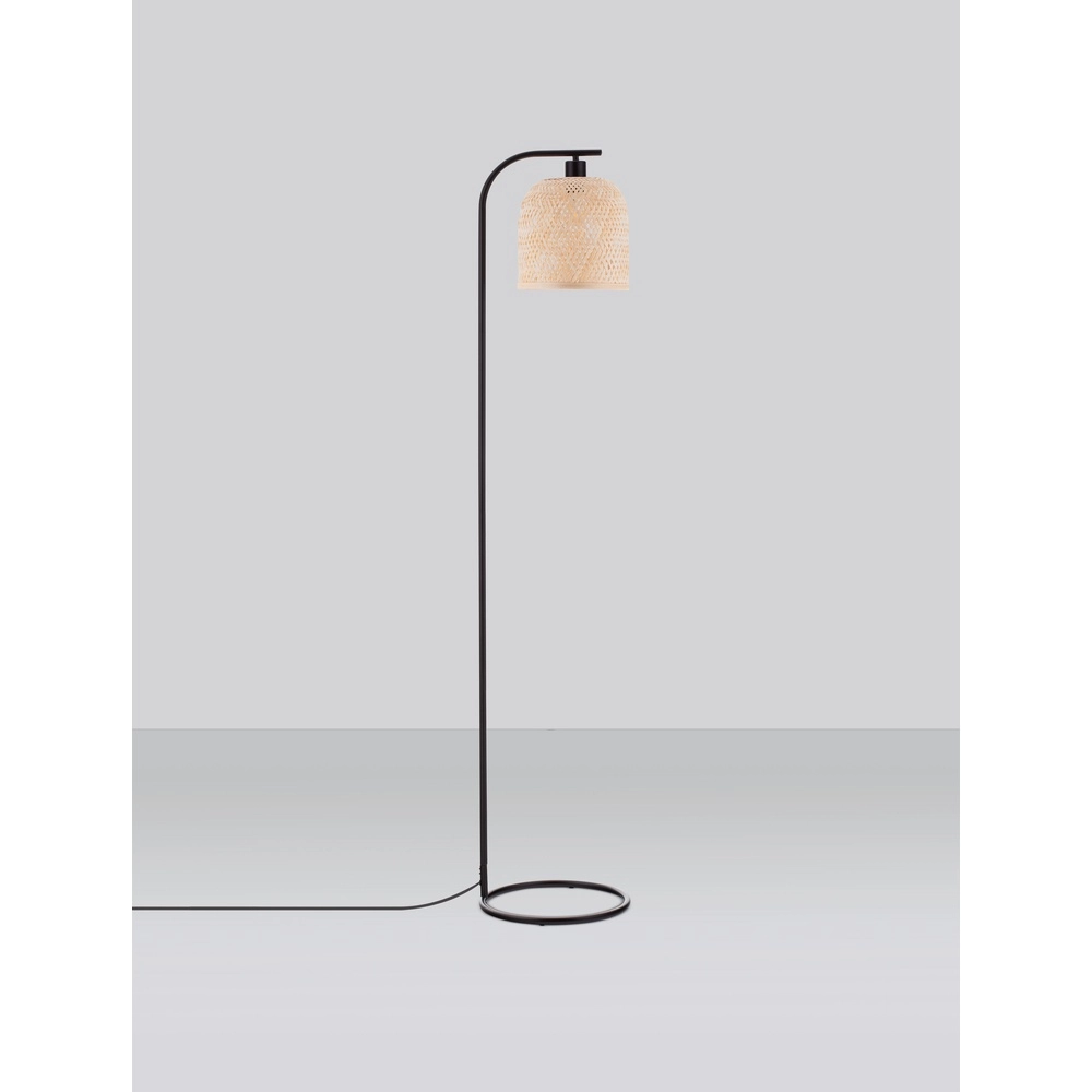 Stehlampe Intra schwarz mit Bambuskappe Lyora 5212017454836
