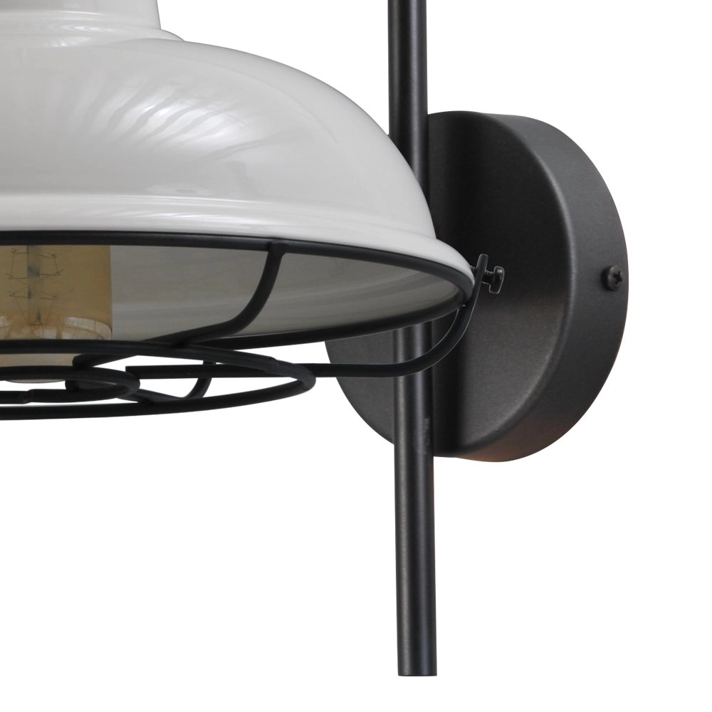 Wandlampe Industria Grid 33 cm schwarz mit weißer Kapuze Masterlight 8718121233239