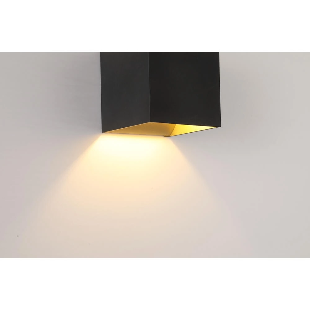 Quadratische Wandleuchte Sifor schwarz mit gold Lyora 5053423285092
