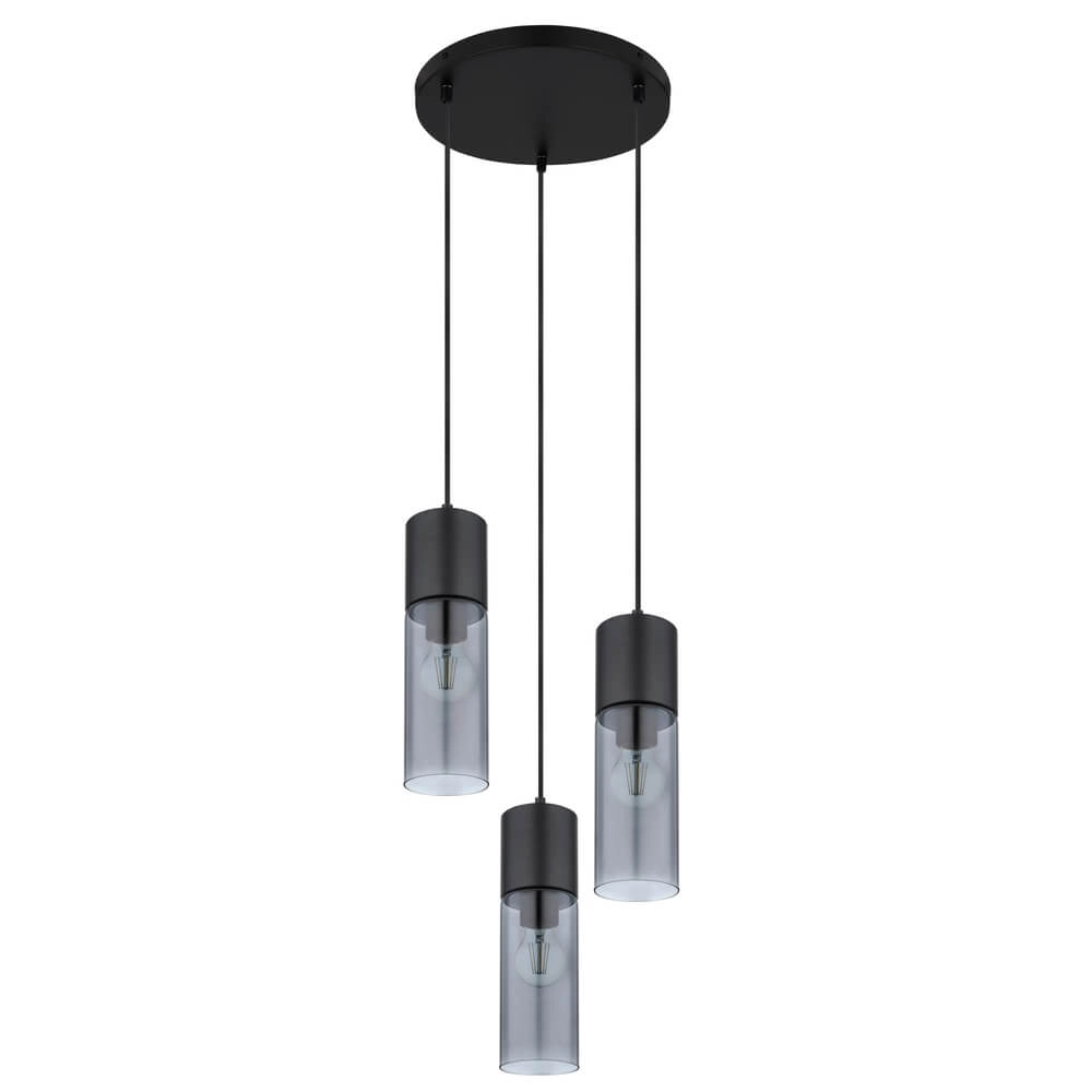 Schlanke Pendelleuchte Annika 3-flammig schwarz rund Globo 9007371442768