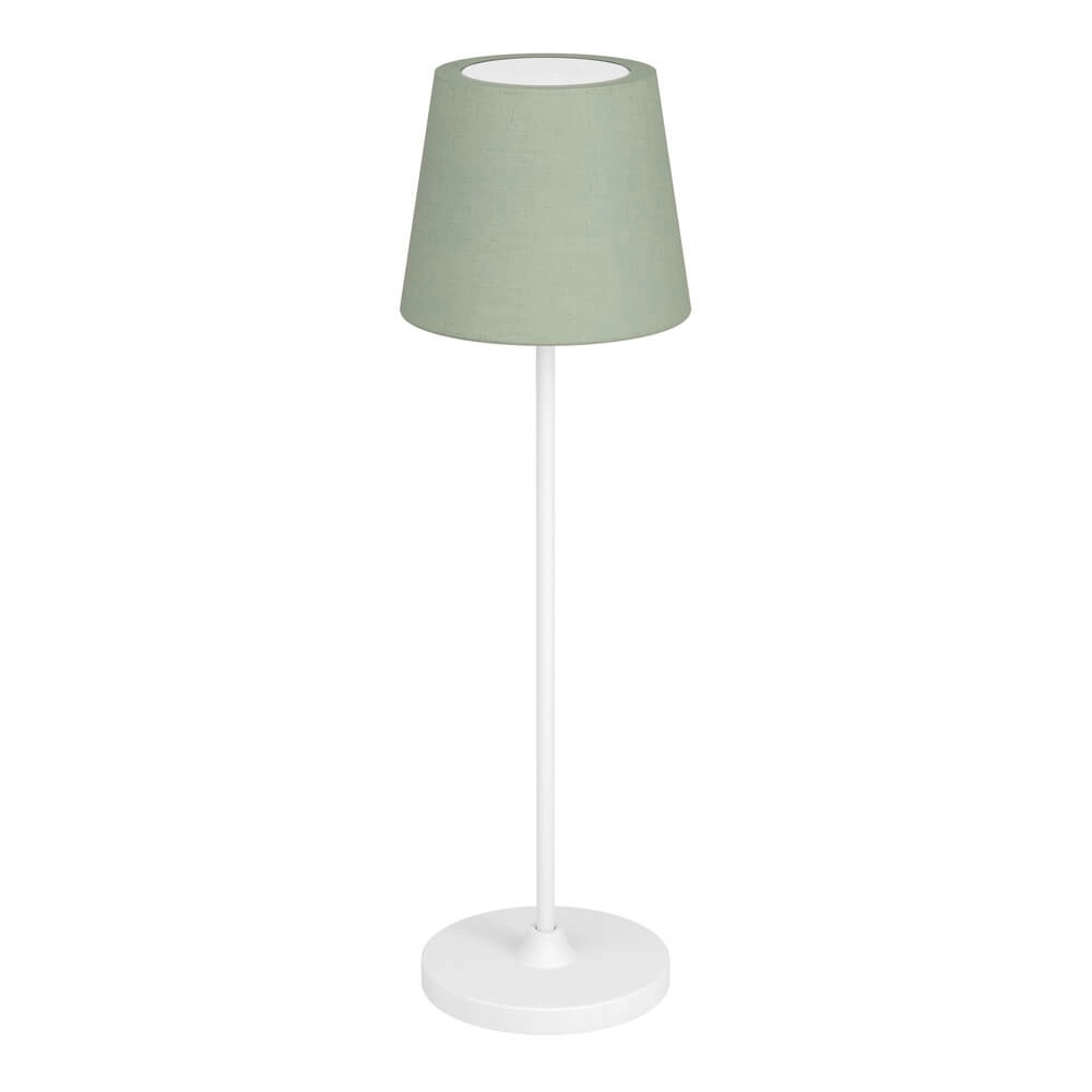 Tischlampe Leonero weiß mit grünem Stoff