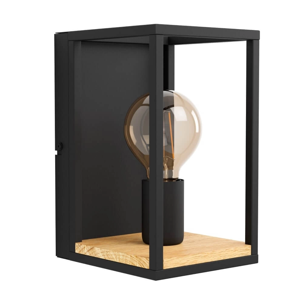 Wandlampe Libertad schwarz mit Holz