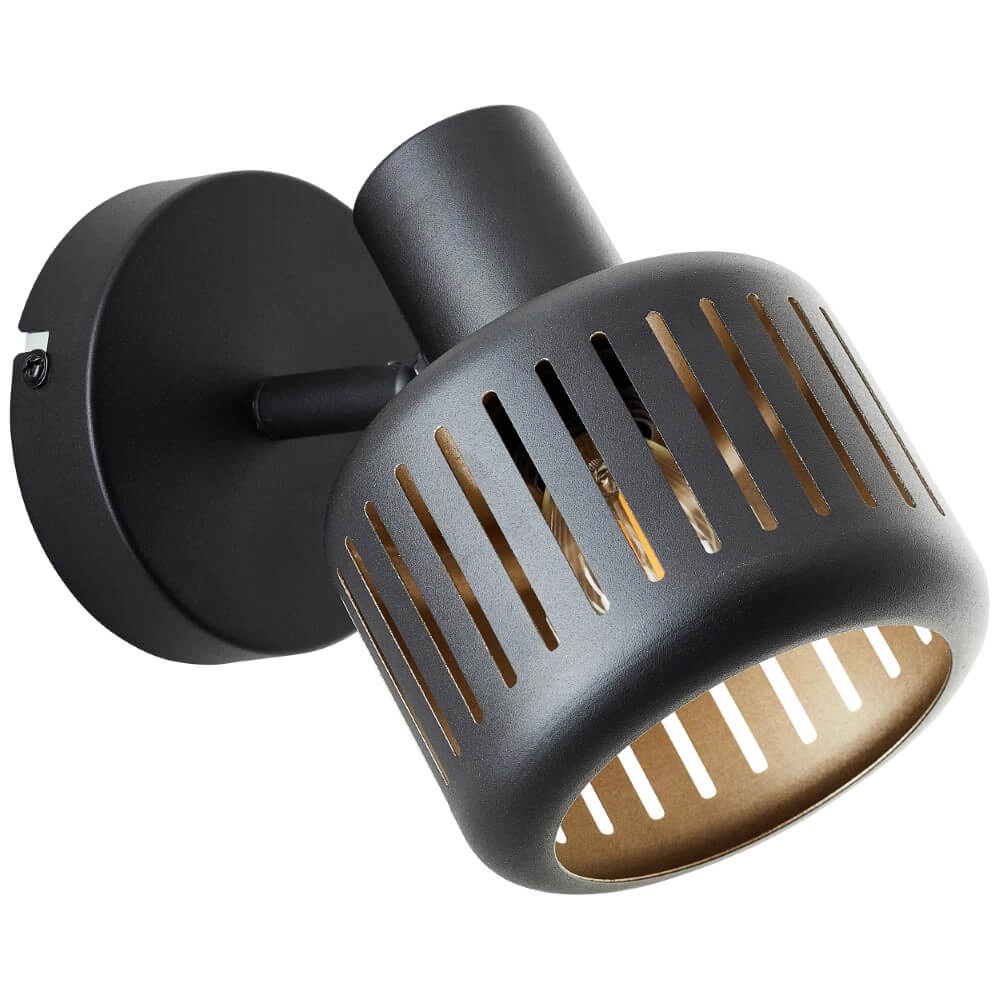 Schwarze Wandlampe Tyas schwarz mit gold Brilliant 4004353424311