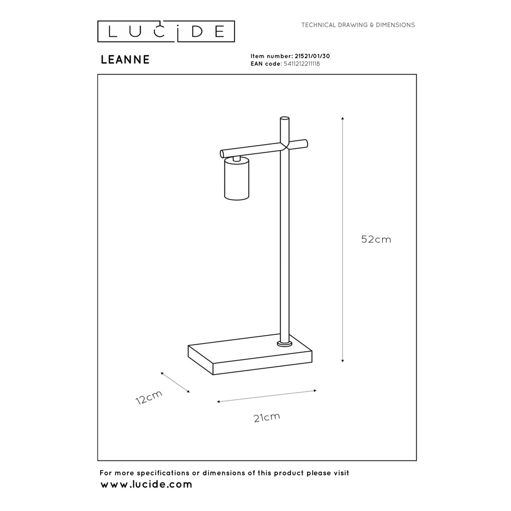 Tischlampe Leanne Schwarz Lucide 5411212211118