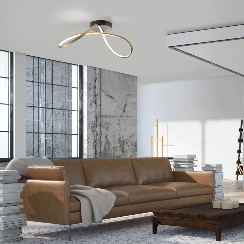 Designer-Deckenleuchte Okta messing/schwarz Just Light 4043689001940