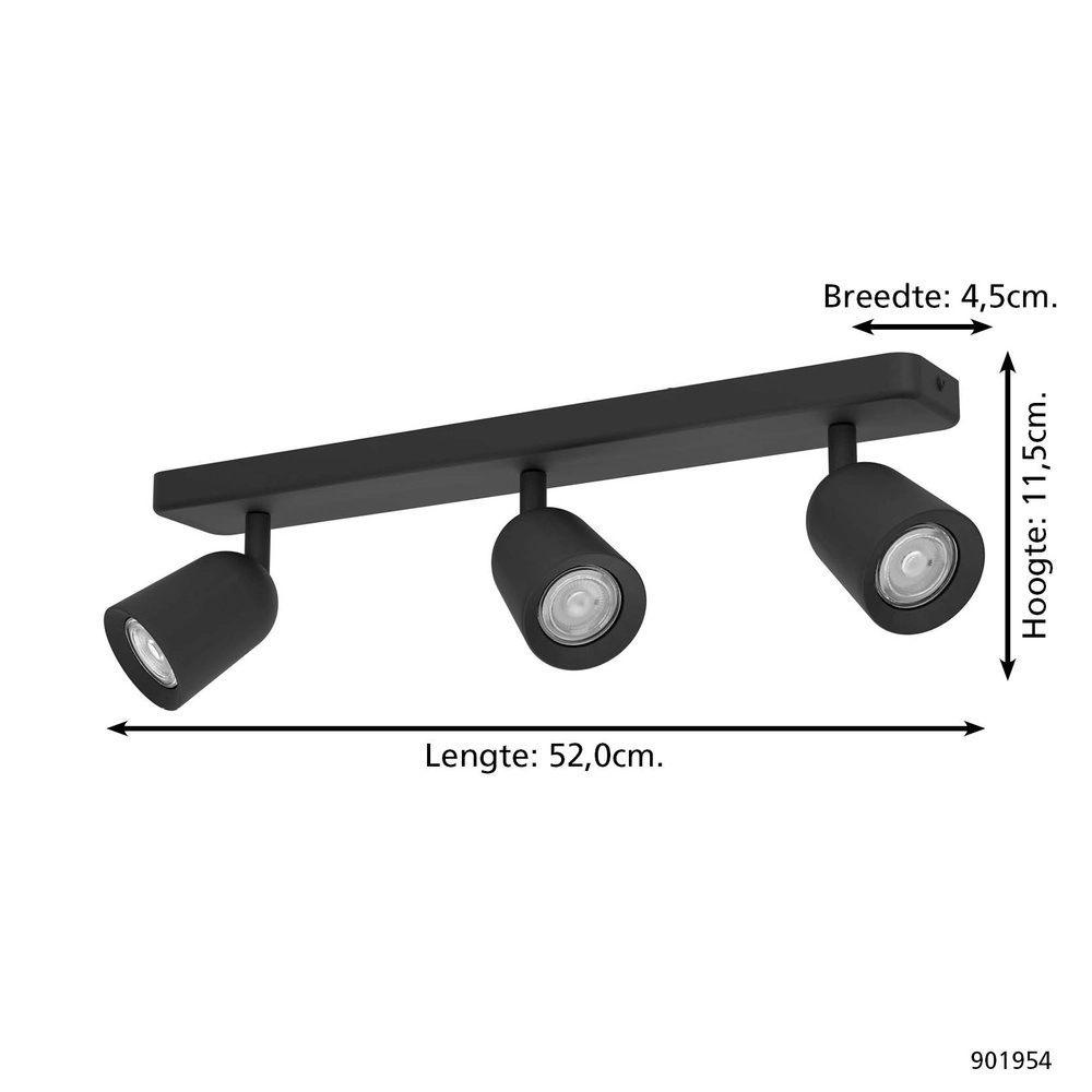 Aufputz-Spot Camaldoli 3-flammig schwarz Eglo 9008606360451
