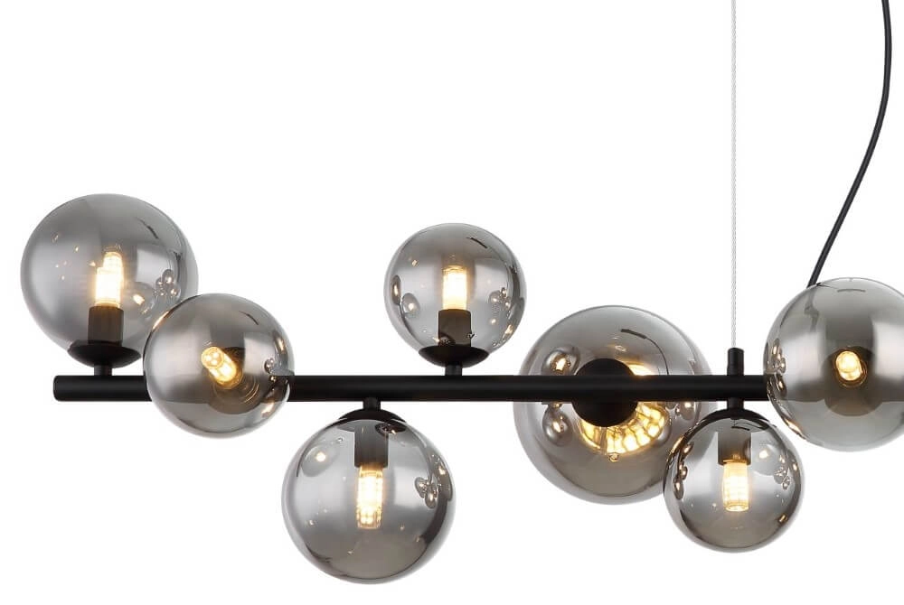 Design-Hängelampe Riha schwarz mit Rauchglas Globo 9007371457823