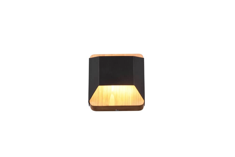 Wandlampe Arino 12cm schwarz mit Holzbraun Trio 4017807502756