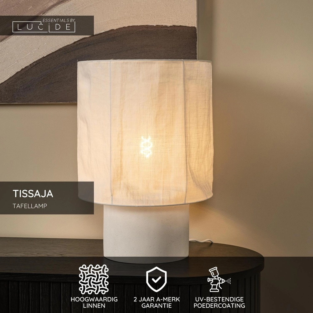 Tischlampe Tissaja Ø 35 cm weiß Lucide 5411212061621