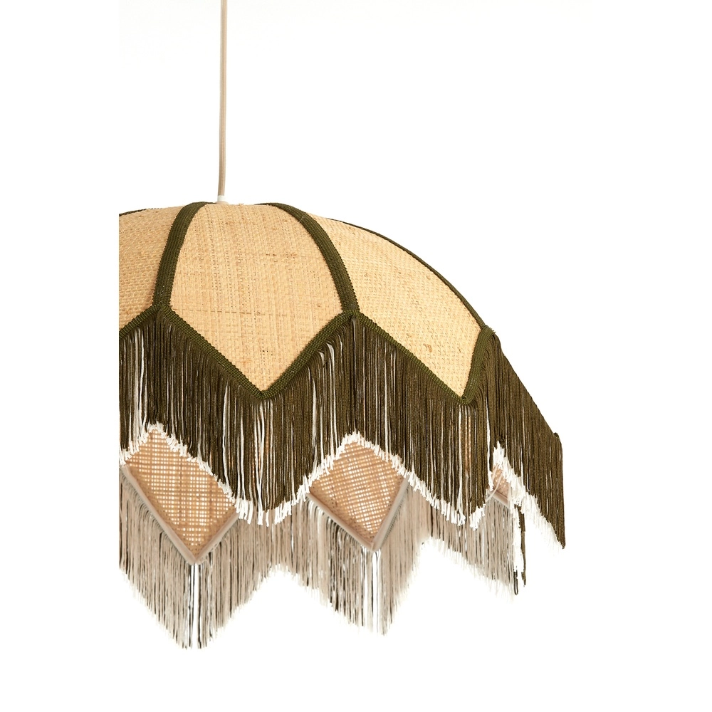 Ø 55cm Pendellampe Sulina Raffia mit Grün Light & Living 8717807762414