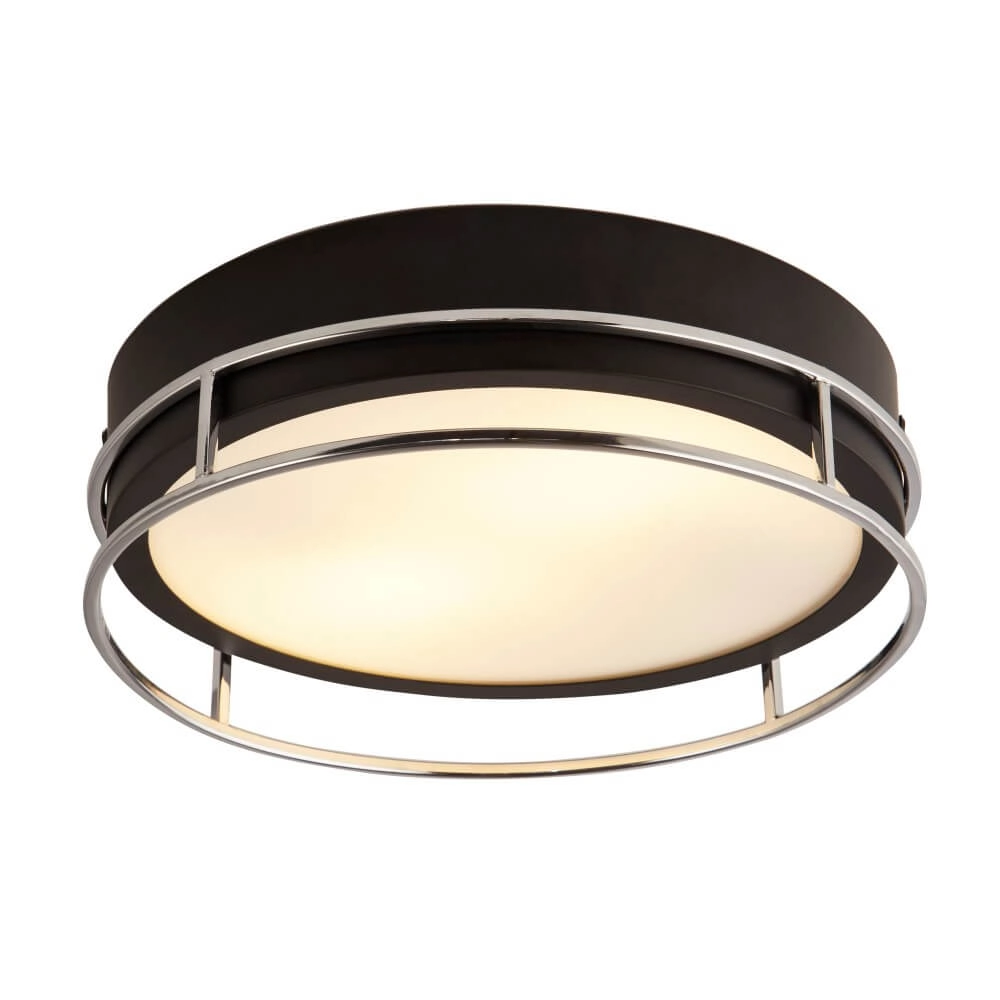 Designer-Deckenleuchte Pheonix Ø 30cm schwarz mit silber Searchlight 5053423251004