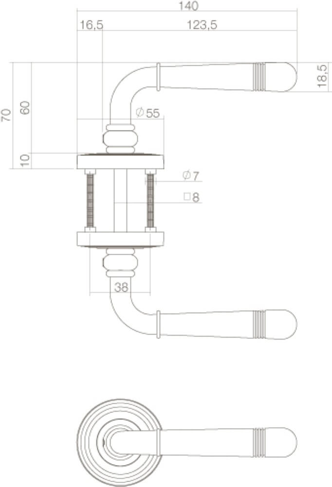 Türklinke Helena auf Rosette Messing Intersteel 8714186392683