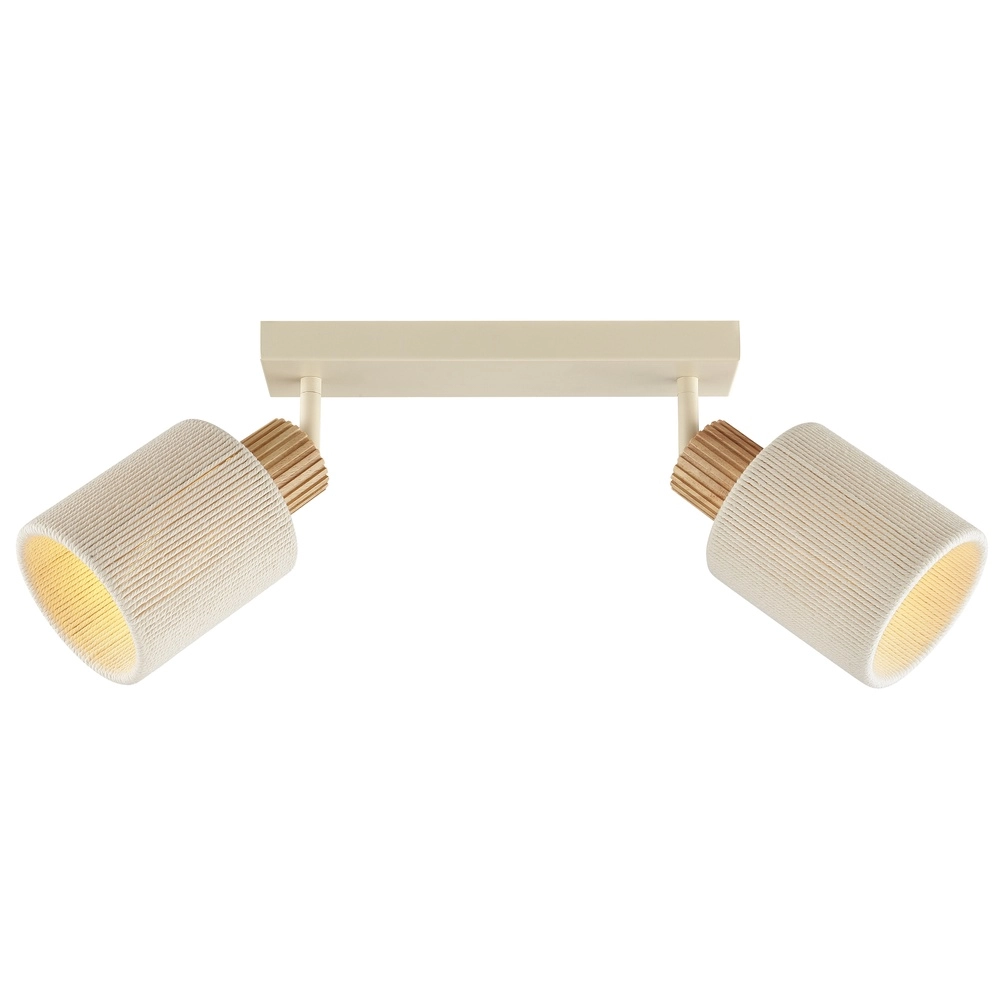 Deckenlampe Arlo Sandbraun mit Holz-2-Lichtern