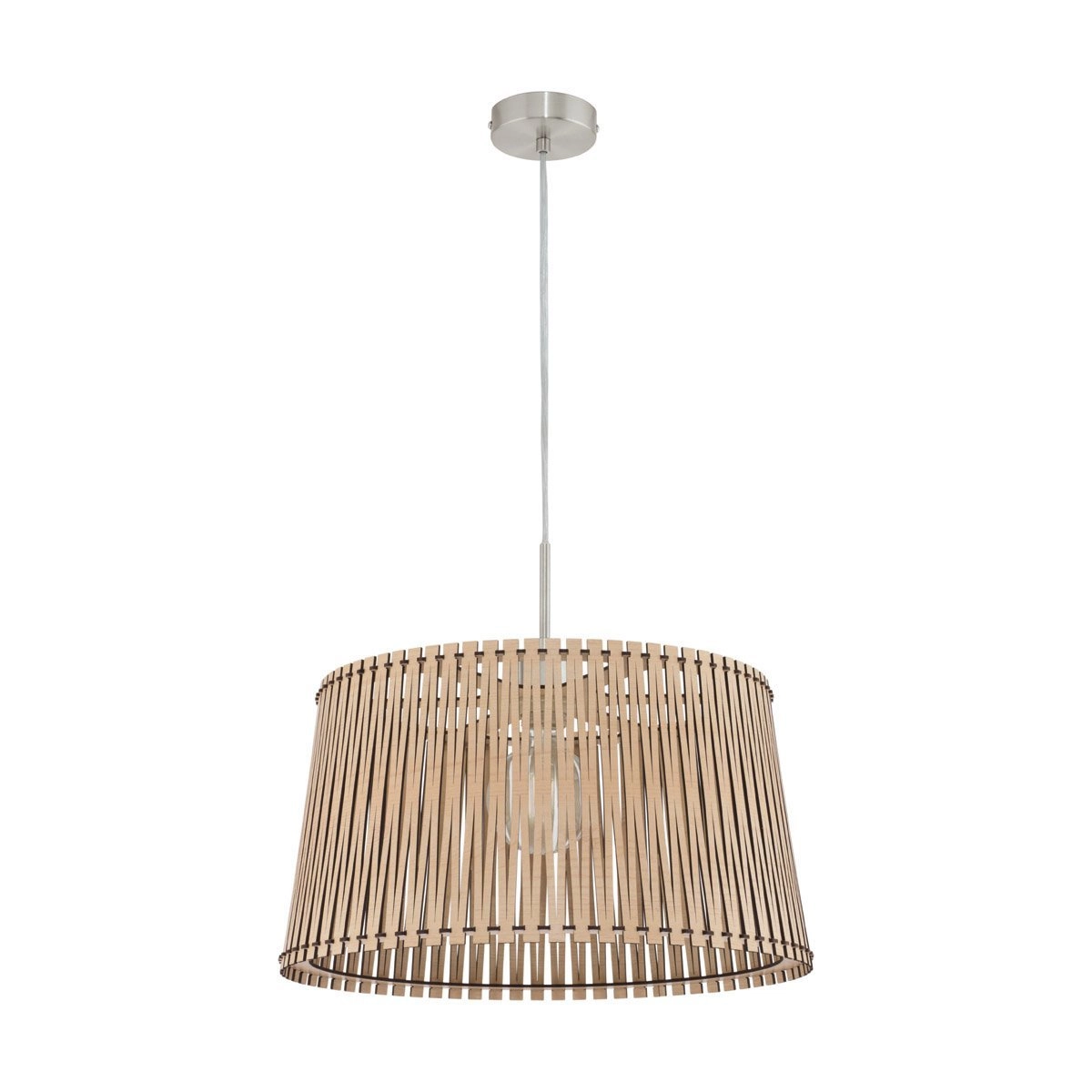 Pendelleuchte Sendero Nickel Matt mit hellem Holzbraun