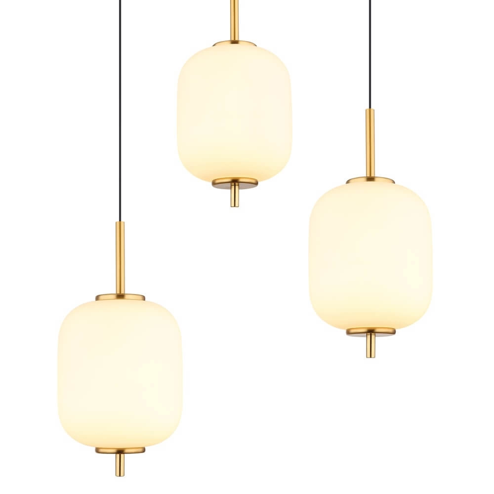 Goldene Pendelleuchte Ewald 6-flammiges Weißglas Globo 9007371452583